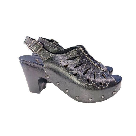 DANSKO Rowena Black Leather Cut-out Heeled Sandal Womens 6.5-7 (37) Open Toe - Picture 9 of 13